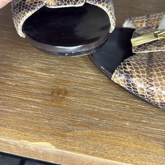 Michael Michael Kors Stiletto Snakeskin Print Leather Zip Peep Toe Women’s 8.5M - Picture 8 of 9